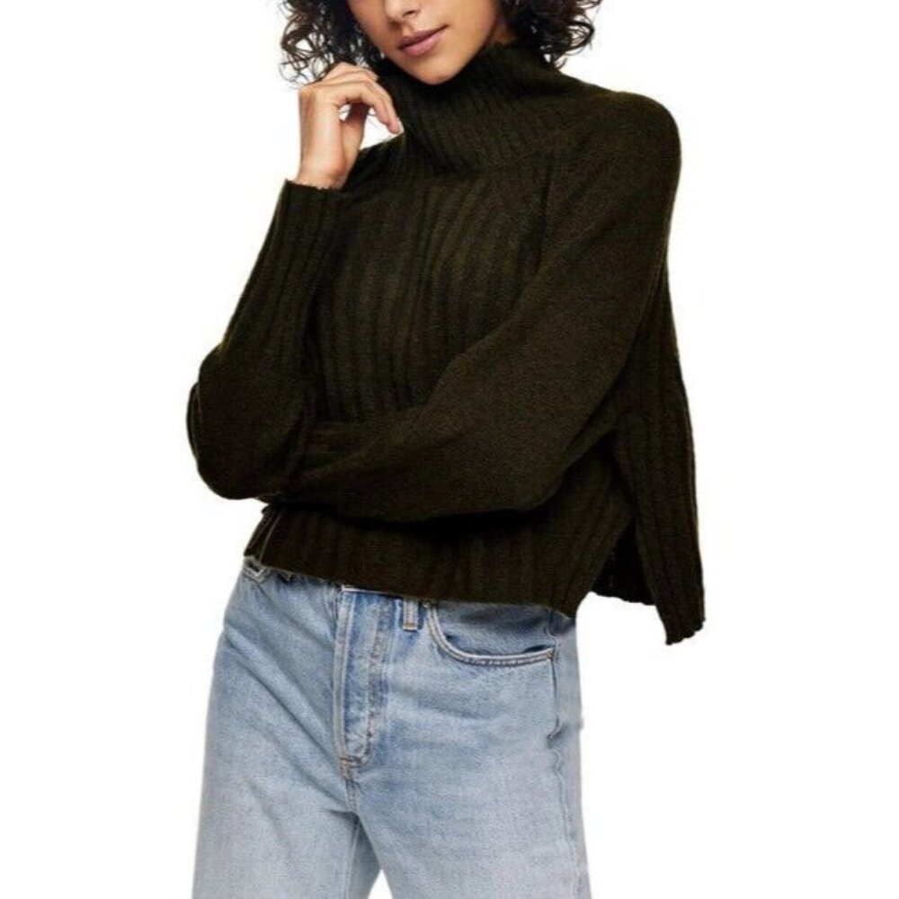 Topshop Ribbed Black Turtleneck Sweater